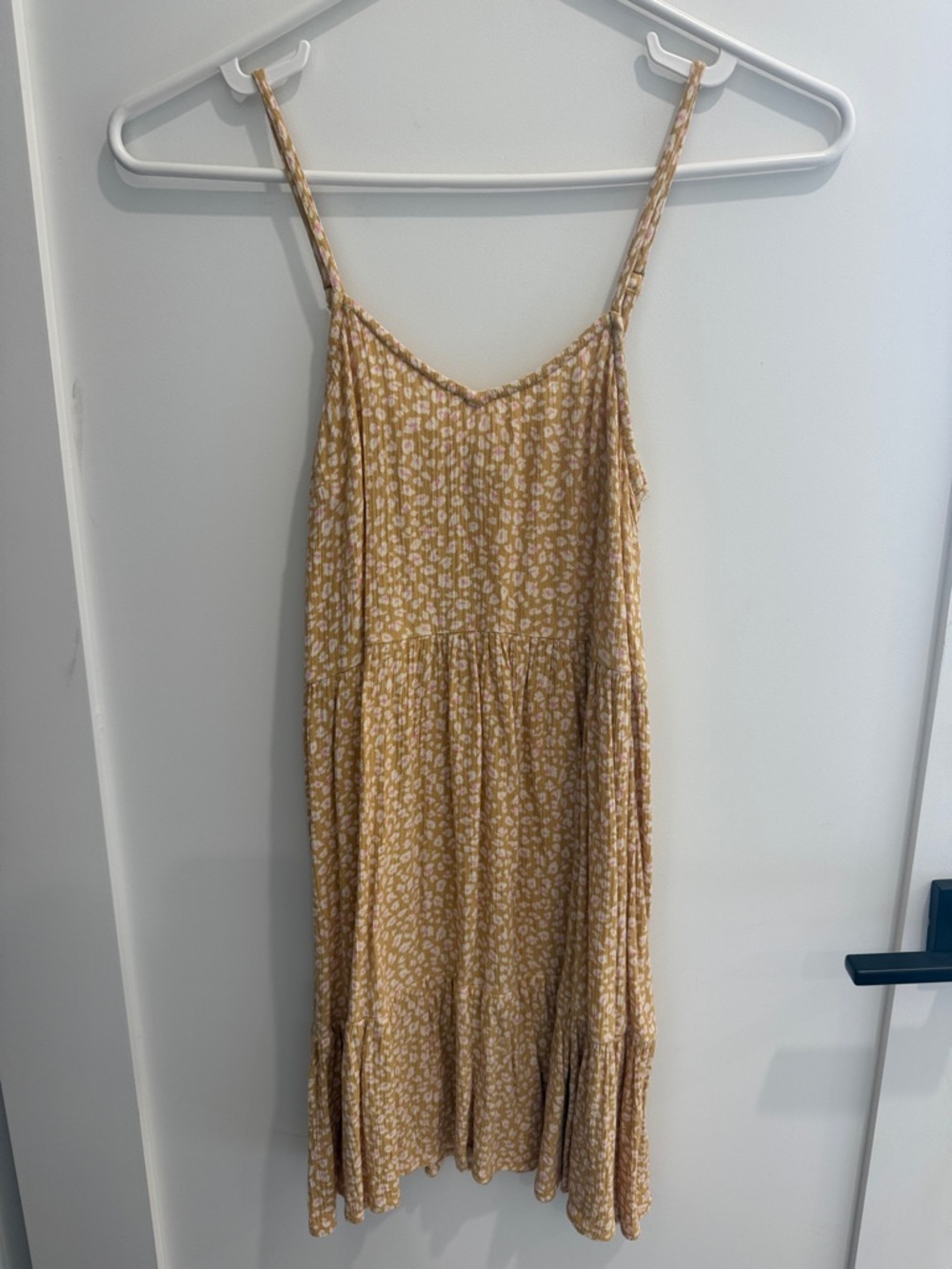 Billabong Mustard Yellow Floral Tank Top with Pink Accents